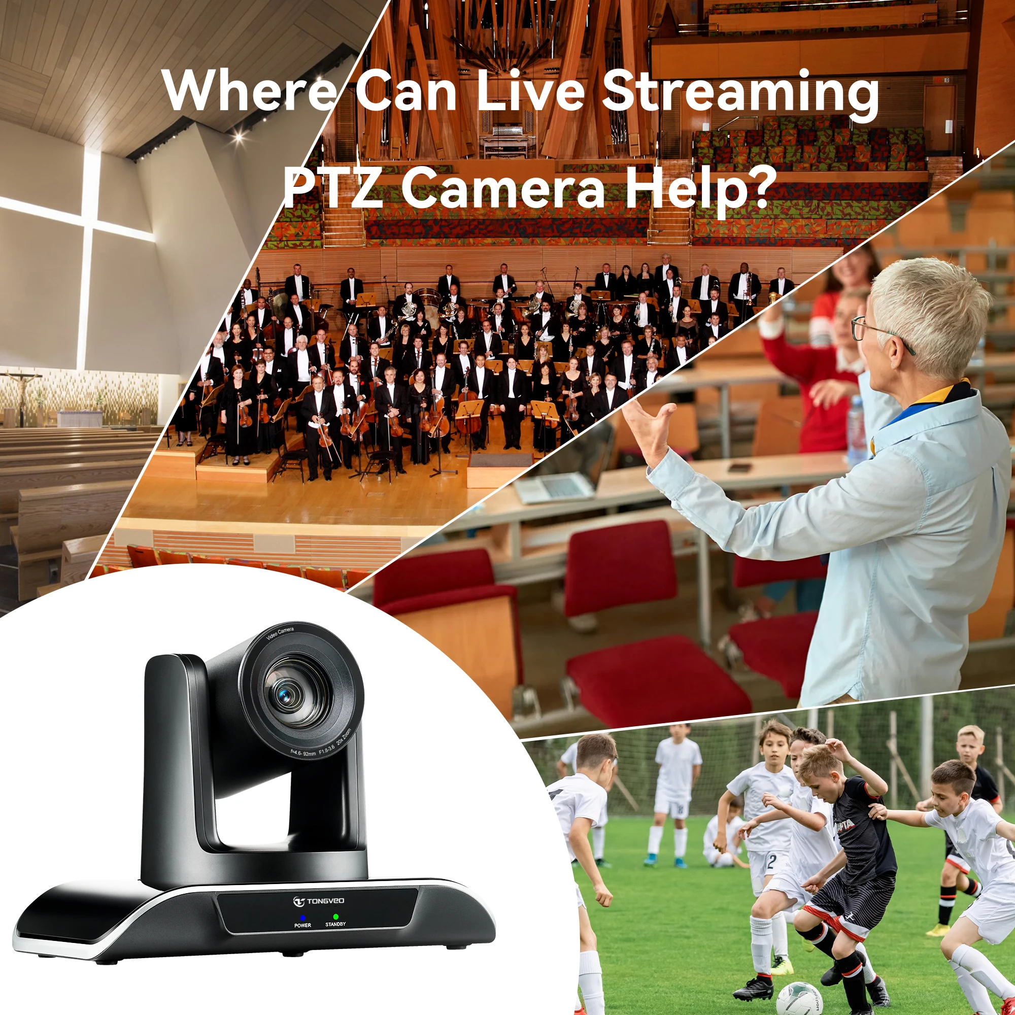 Live streaming 20X PTZ conference camera AI tracking NDI camera and 4D joystick Controller  for church streaming broadcast