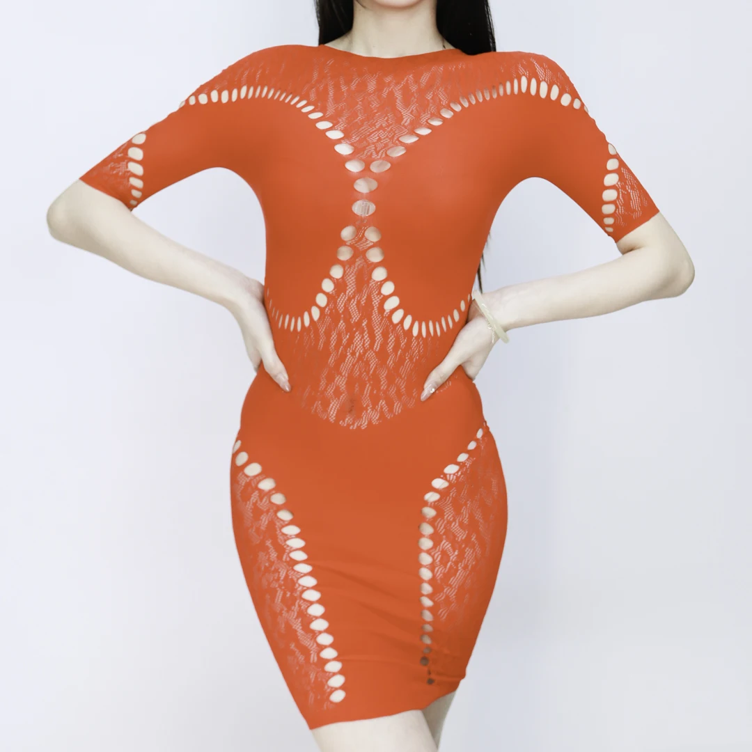 Plus Size Porn Slutty Mature Girls Sheer Body Stocking Dress Rhinestone Lace Cutout Sheer Bodycon dress
