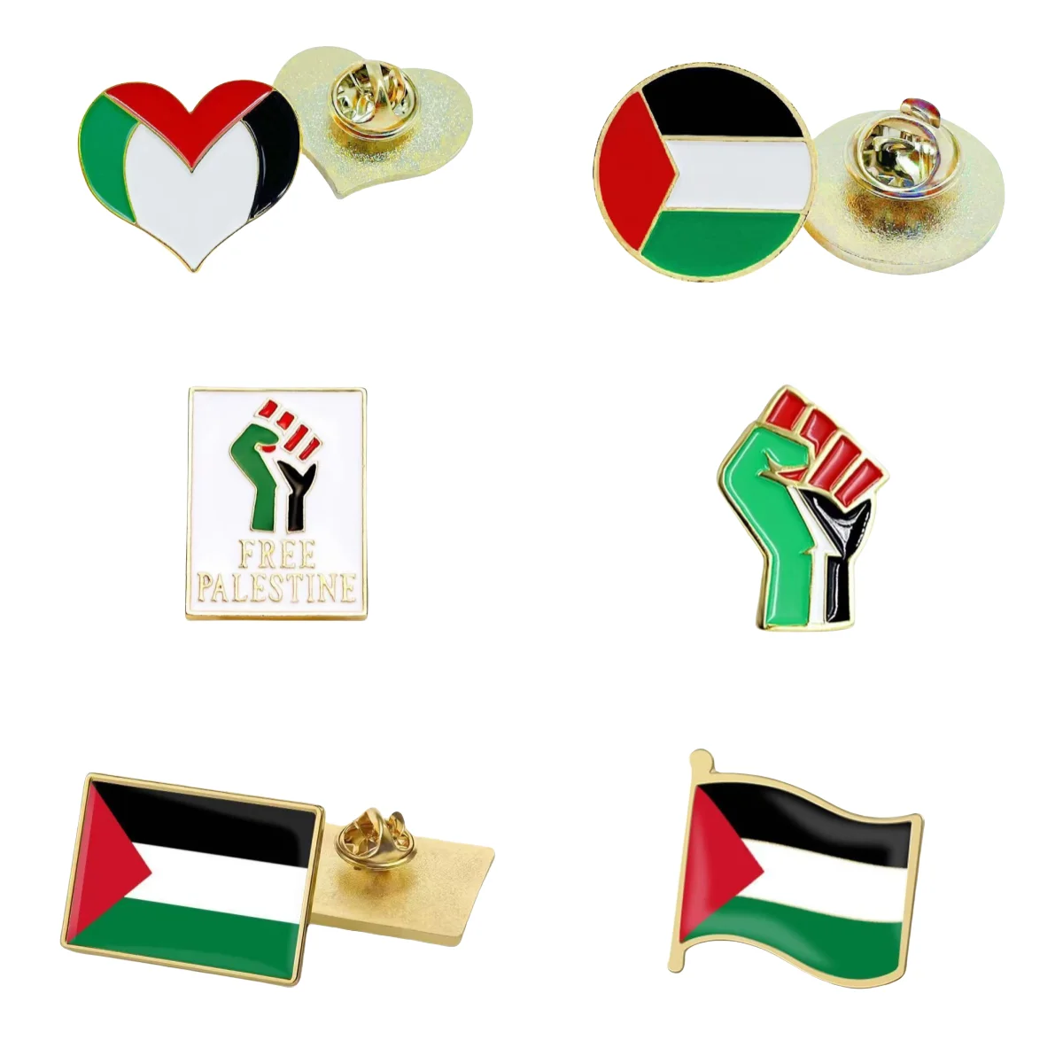 Wholesale Cheap In Stock Metal Lapel Pin Free Palestine Lebanon National Flag Enamel Pin Badge Brooch For Peace And Love