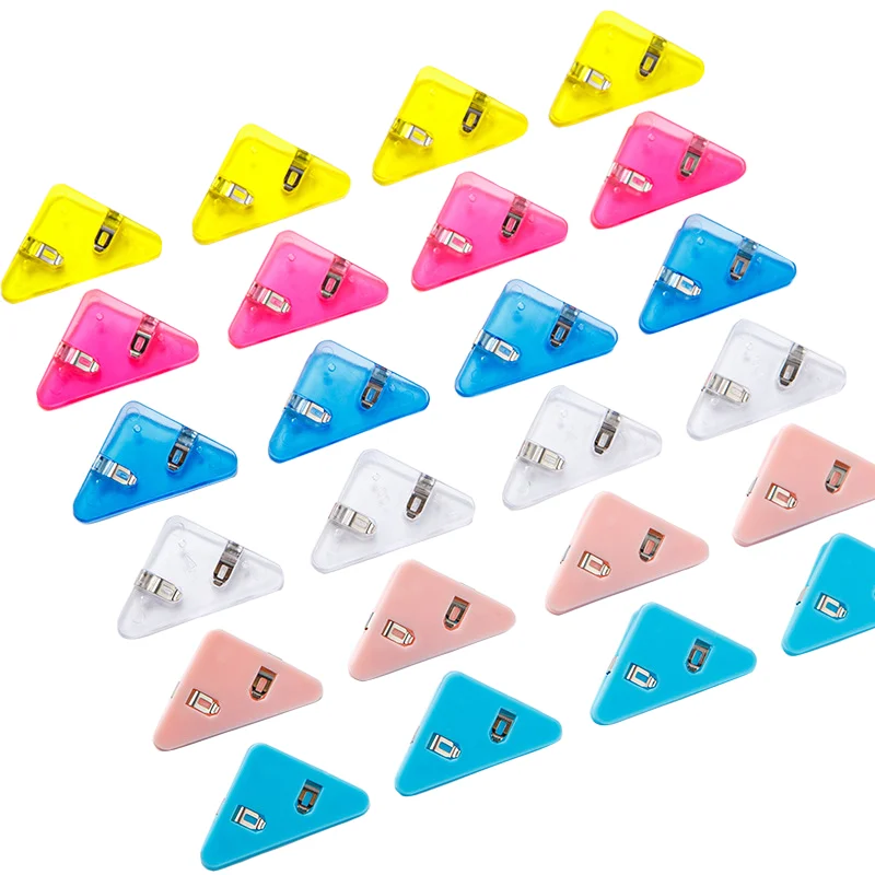 BECOL Wholesale Colorful Corner Clip Student Test Paper Storage Plastic Triangle Stationery Book Anti-Curling Artifact Folder