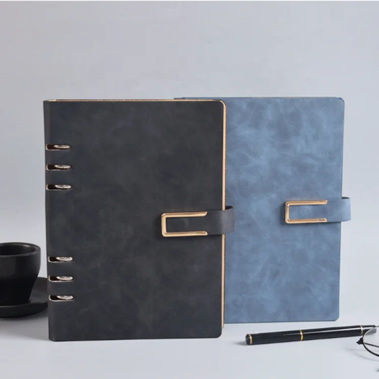 Leather Notebook ,A5 Business Planner,Custom Printing Logo Hardcover Leather 6 Ring Binder Journal Notebook