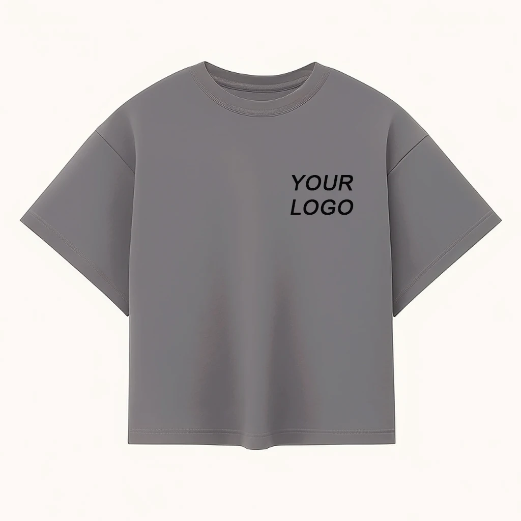 Custom Logo T-shirt Blank Drop Shoulder Heavyweight Oversized Thick Cotton Mens Mock Neck Boxy Cropped Fit T Shirts