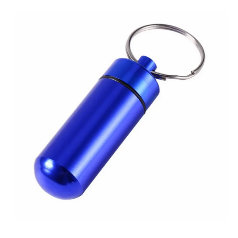 Aluminum Keychain Pill Holder Medicine Container with Key Ring Making It a Travel Pill Box Case
