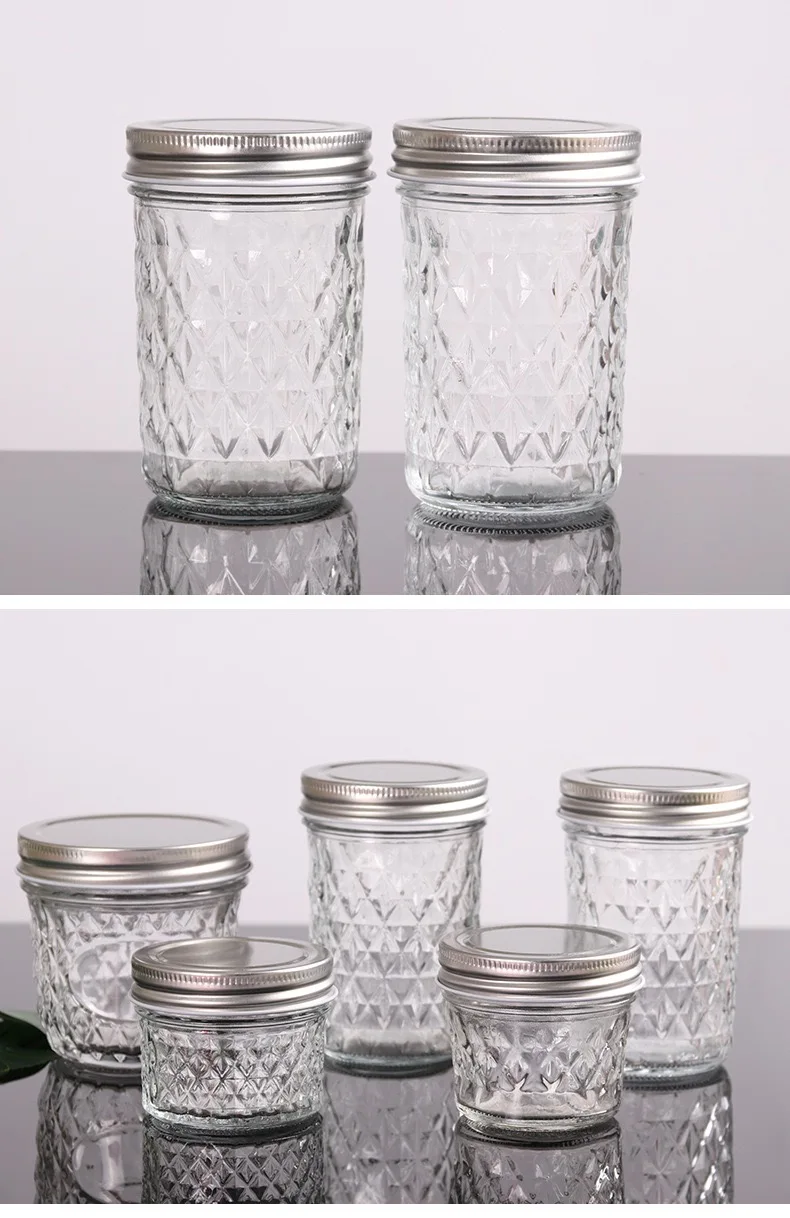 empty clear glass jar for caviar 250ml with silver cap