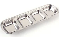 SP2571Barbecue dipping plate Outdoor stainless steel sauce plate Picnic multi grid seasoning plate