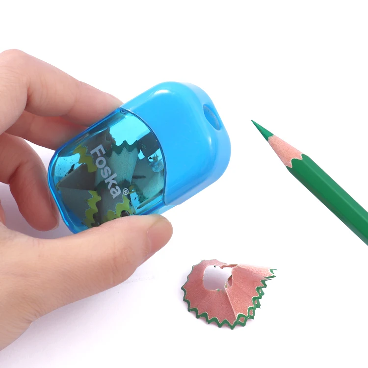 Foska Colored Pencil Sharpeners Hand Held Small Compact Pencil Sharpener for Kids with Lid Single 8mm Hole for Makeup Pencils