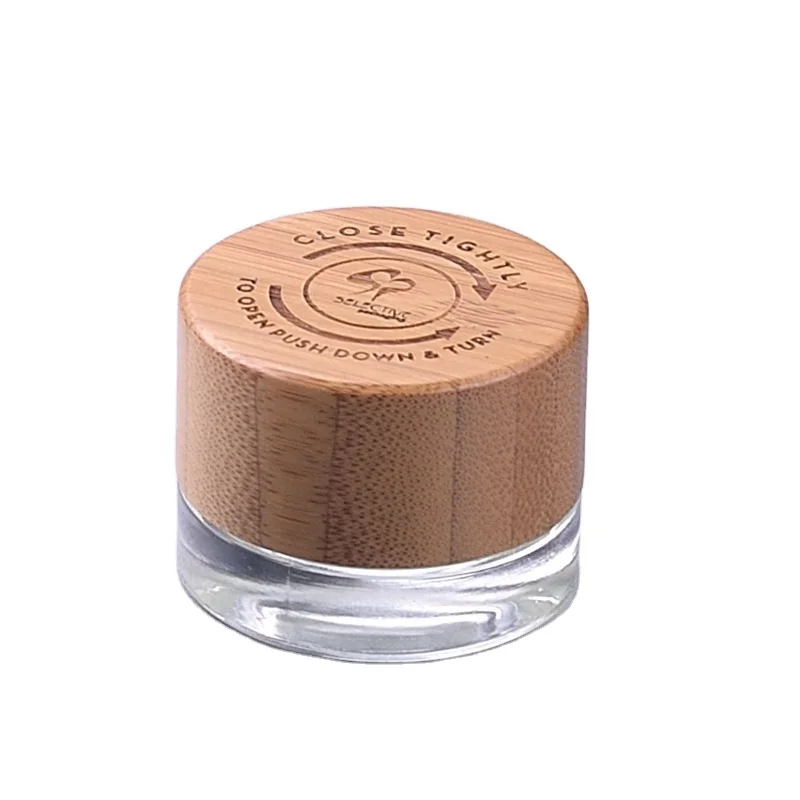 bamboo cosmetic packaging bamboo child resistant child proof cap frosted glass jar with bamboo lid