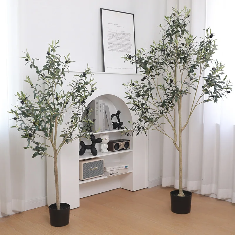 Оптовая продажа искусственный бонсай в горшках комнатные пластиковые листья оливкового дерева для дома гостиной зеленые декоративные деревья
