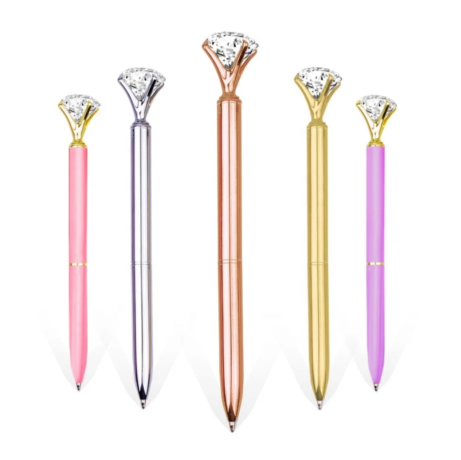 
warehouse customized engrave logo pen promo metal large diamond pen in store 