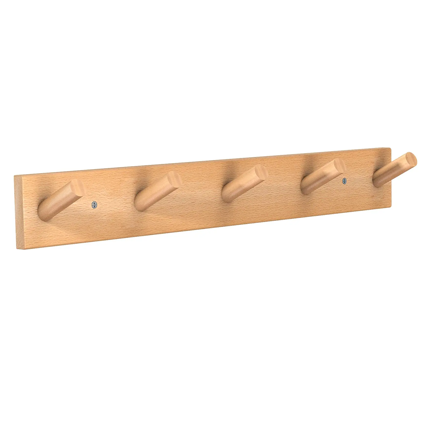 Wooden Wall Mounted Coat Rack, Natural Wood Duty Coat Hooks with 5 Pegs Wall Hooks
