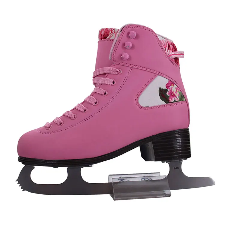 
High end professional adult pink figure ice skates knife shoes factory wholesale price skating ice rink 