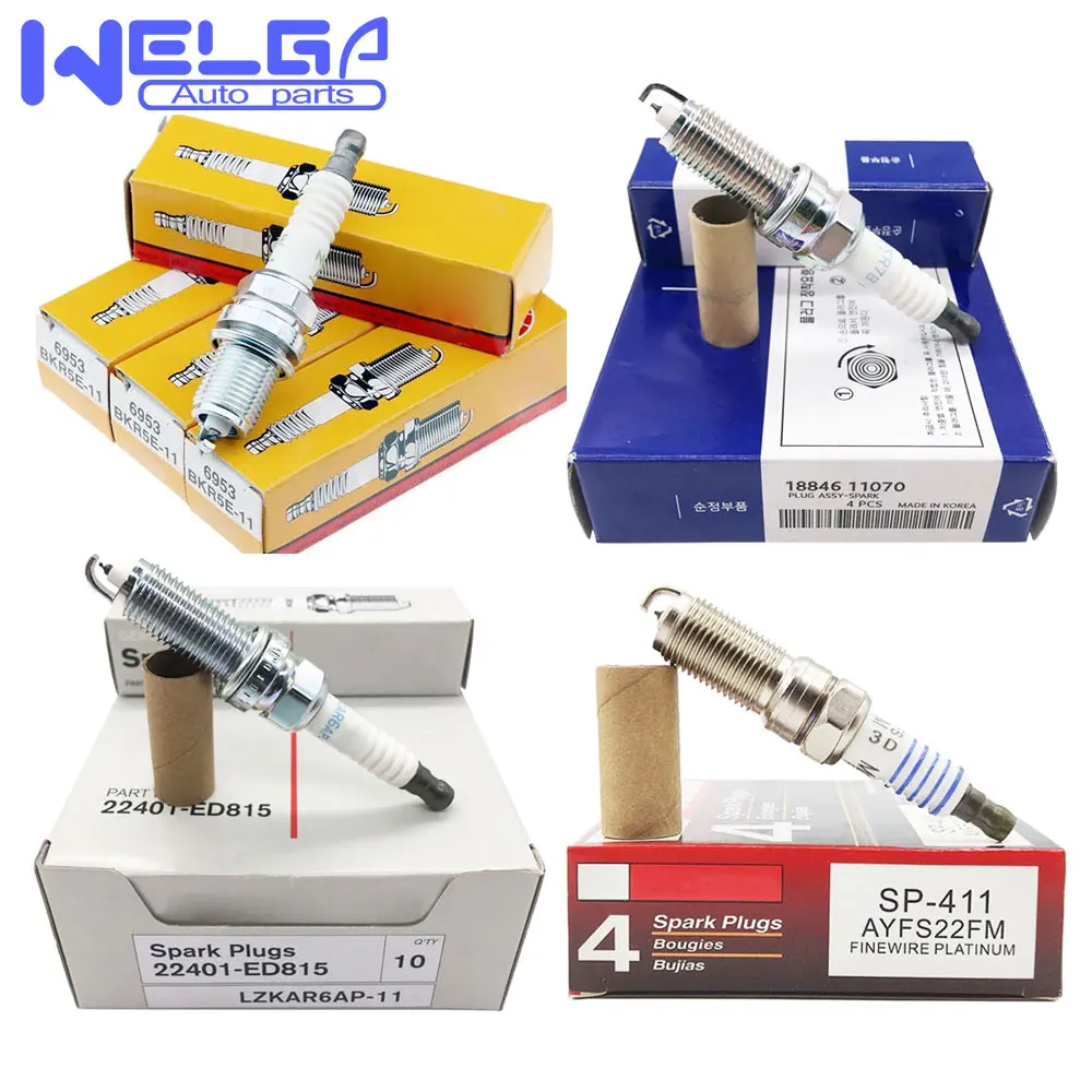 Auto Bujias Spark Plugs for Toyota Nissan Hyundai Honda Ford Iridium Spark Plug 18846-11070 22401-ED815 SP411 BKR5E-11 6953