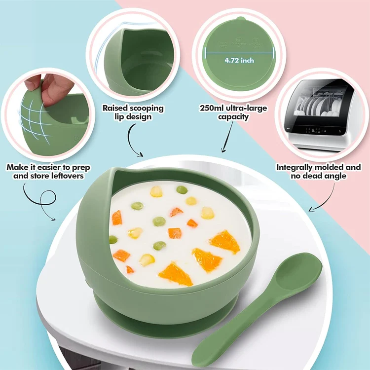 2024 New Product Ideas 100% Food Grade BPA Free Silicone Dinnerware Baby Bowl Suction Tableware Set Kids Dining Supplies