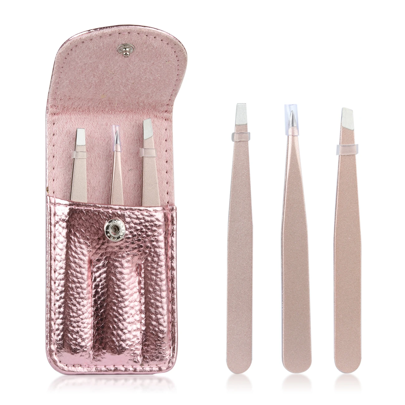 Wholesale Stainless-Steel Spray-painted 96 MM Eyebrow Tweezers Set Leather Box Electrophoresis Colorful Clamps Black Clip