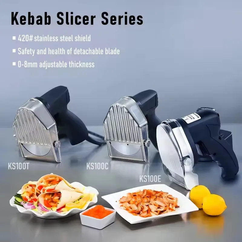 110V/220V Wireless Electric Knife Kebab Slicer Shawarma Doner Cutter Portable Two Batteries Doner Kebab Slicer 100C