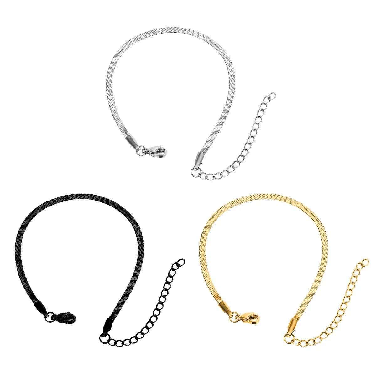 Light Luxury Stainless Steel 2-6mm Width Figaro Chain 20-35cm Bracelet Silver/Black/Gold/Rose Gold Color Bracelet Jewelry Chain