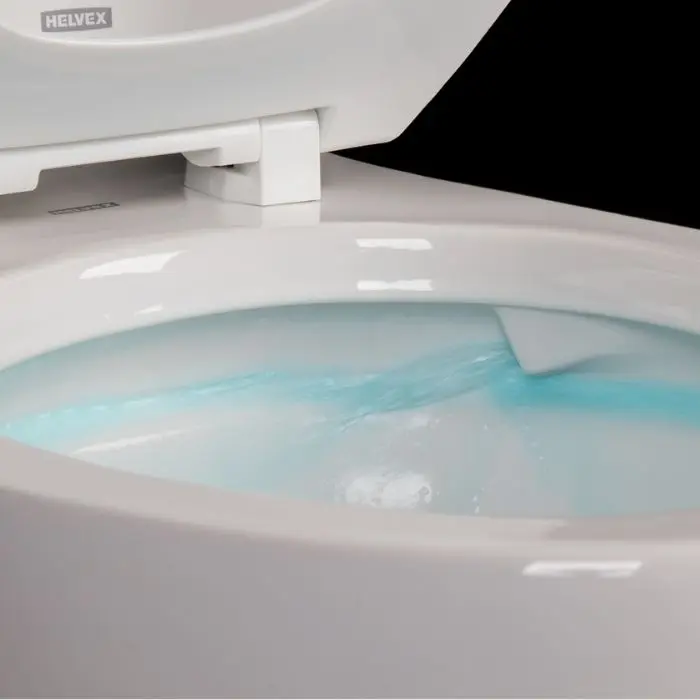 Austral Two Piece Elongated Toilet WC With Lever 1.28 GPF For Reduced Spaces Floor Coupling White Waste Removal Water Efficiency