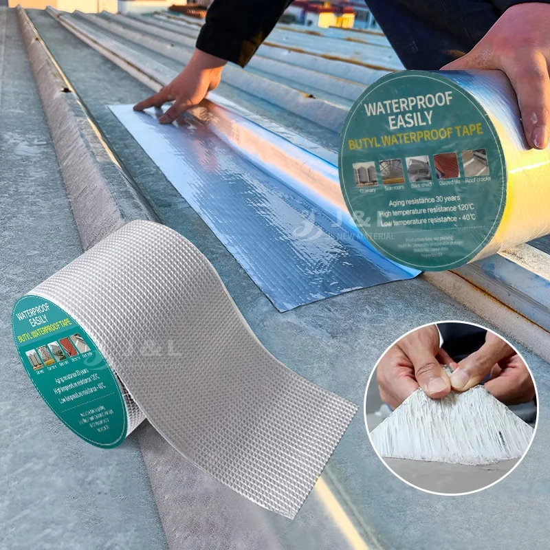 Custom logo roof leakage waterproofing aluminum foil butyl rubber tape self adhesive