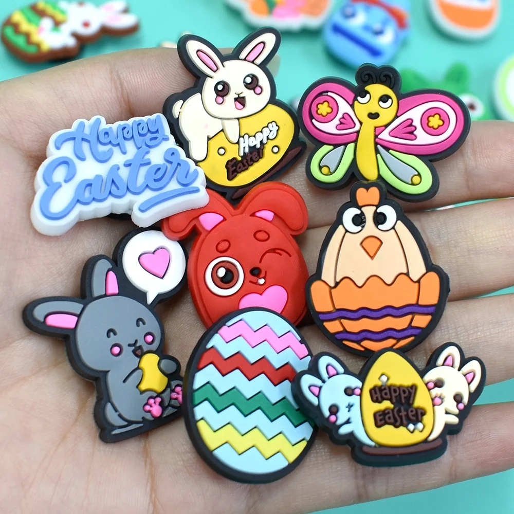 25PCS/set PVC Shoe Charms Rabbit Easter Egg Car Butterfly Carrot Accessories Garden Shoe charms Button Decorations Xmas Gift