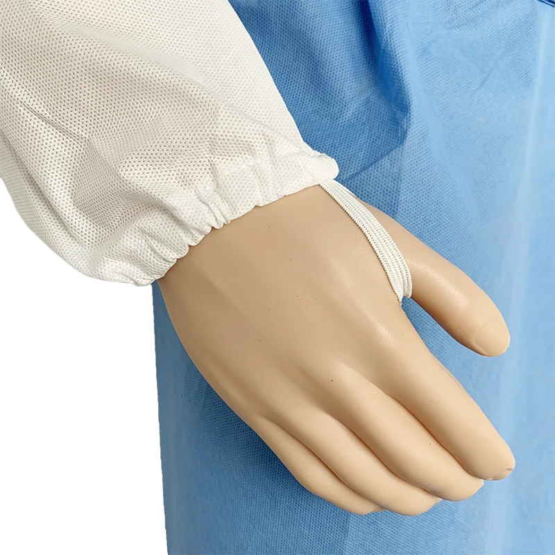 White nonwoven SMS Disposable Sleeve Protectors oversleeve with thumb loop