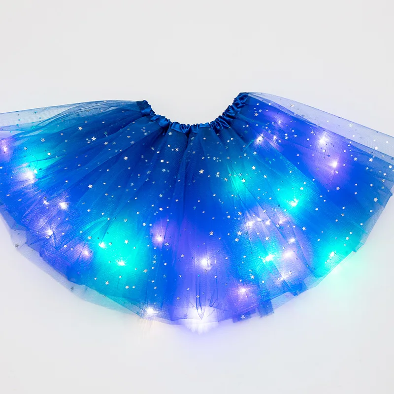 High Quality Kids Girl LED Light Up Tutu Glowing Skirt Ballet Miniskirt Neon Led Clothes Birthday Party Gift