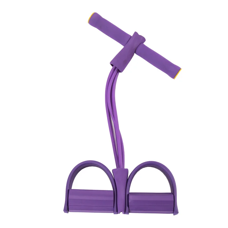 2024 Design Foot Pedal 4-Tube Resistance Band  Elastic Pull Back Sit Up Rope Pull Rope Abdominal Exerciser