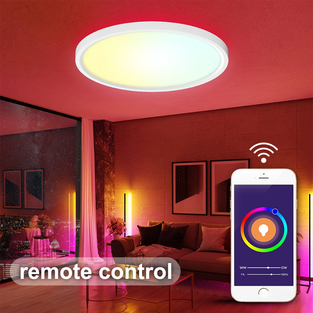 Wiscoon лидер продаж многофункциональный RGB регулируемый умный светодиодный потолочный светильник со встроенным креплением