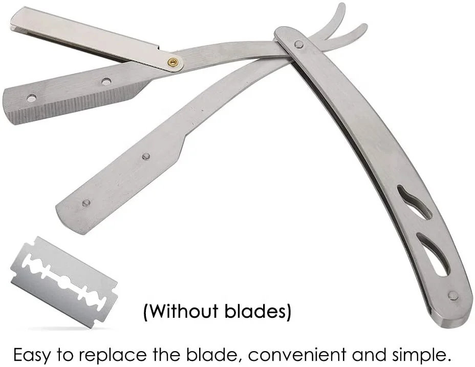 Best Stainless Steel Professional Barber Straight Edge Razor Cut Throat Replaceable Razor Shaving Tool