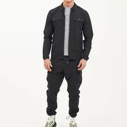 Hot Sale Custom Logo Casual zip up sweatsuits Jogger Set two piece nylon track suit Cargo Tracksuit For Men