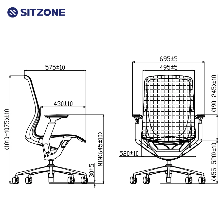 Sitzone Revolving Guest Manager Swivel Ergonomics Mid Back Executive Orthopedic Office Chair Mesh Computer Chair