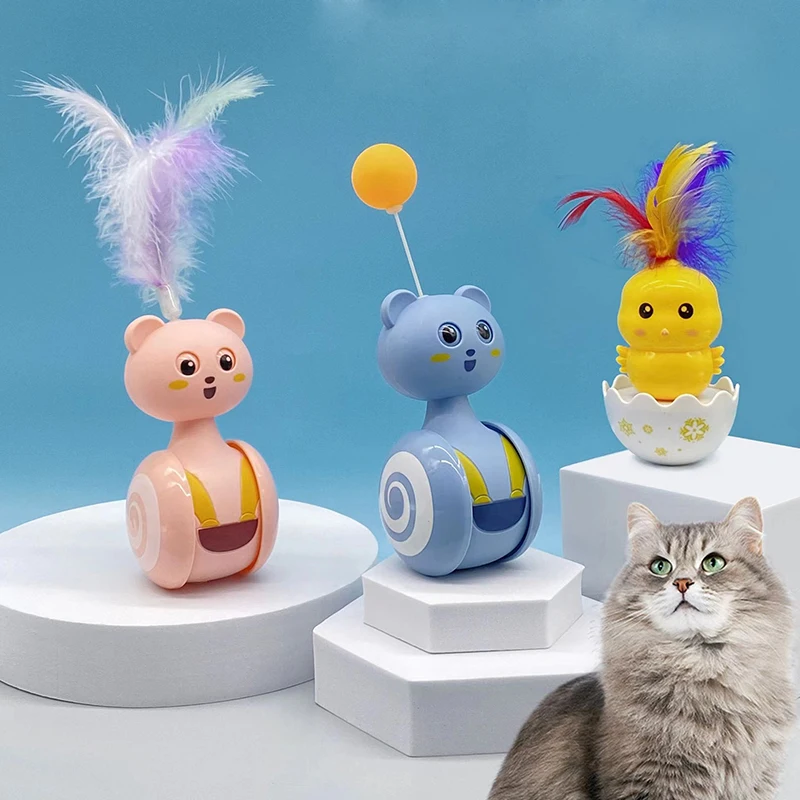 Wholesale Cat Toys For Indoor Cats Tumbler Automatic Swing Toys Funny Balance Car Interactive Kitten Toy With Feather Ball