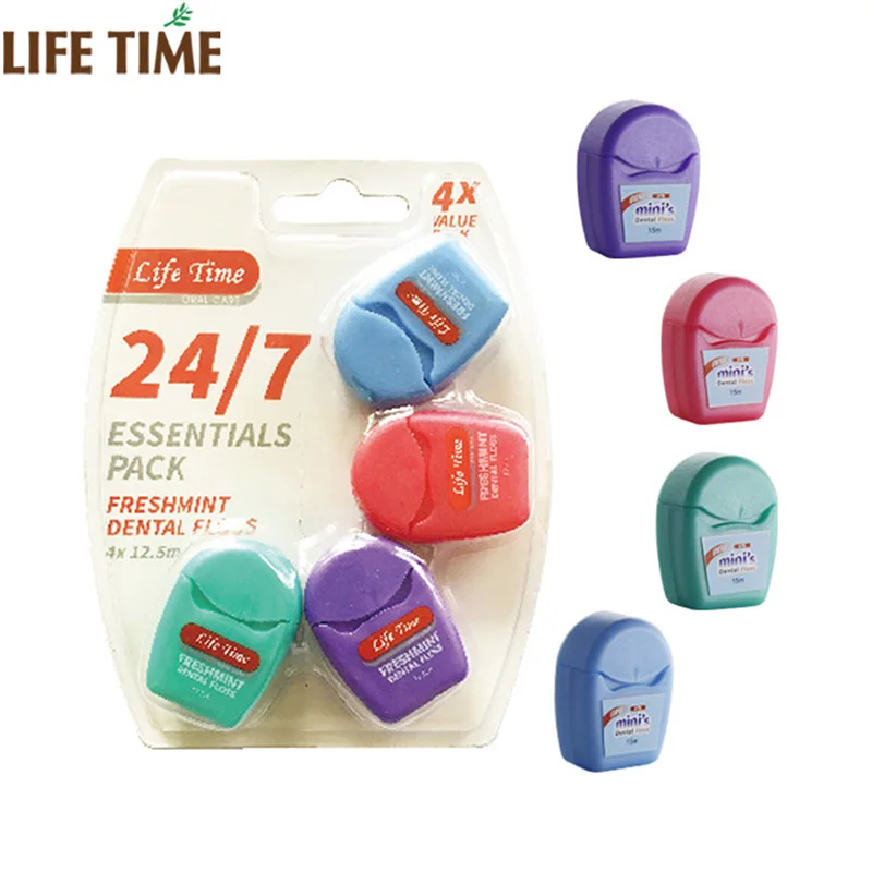 Travel pack dental floss set colorful 10m 15m mini dental floss fashion mini dental floss