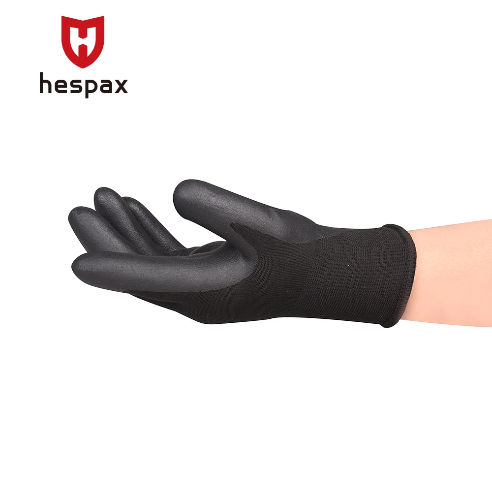 Winter thermal black Nylon shell Nitrile Coated Micro Foam Grip work Gloves