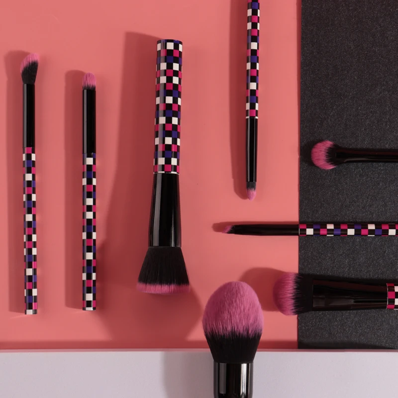 8pcs Travel Makeup Brush Set Aluminium Ferrule Brush Kits Soft Cruelty Free Synthetic Hair Beauty Needs Makeup Tools