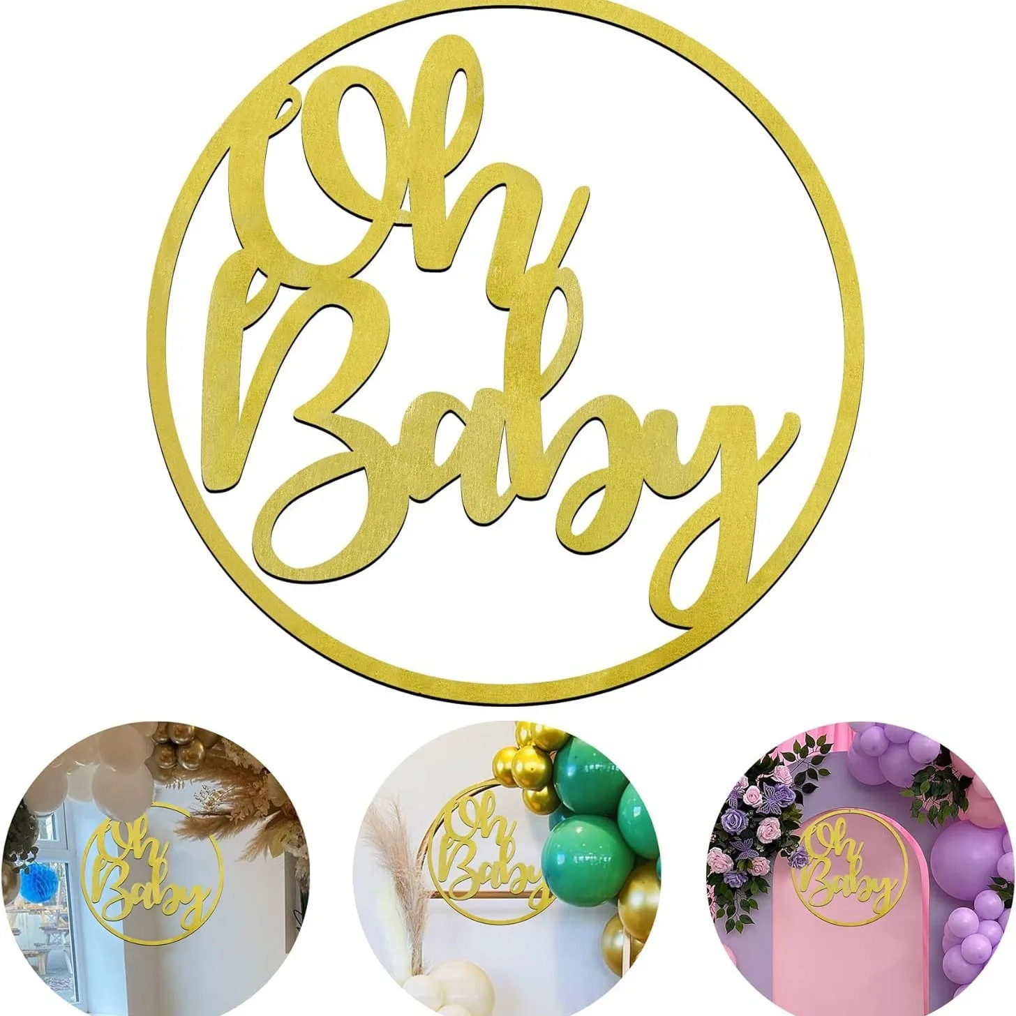 Girl Baby Shower Decorations Wooden Oh Baby Sign Baby Shower Banner for Birthday Party Decorations