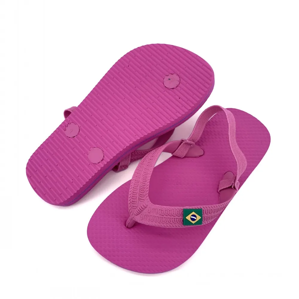 National Flag Elastic Belt Brazil Rubber Flip Flops Wholesale for Kids