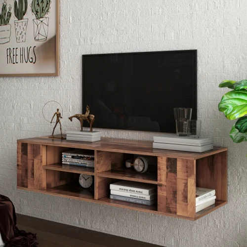 Wall Mounted Media Console Floating TV Stand Component Shelf with Height Adjustable entertainment center furniture