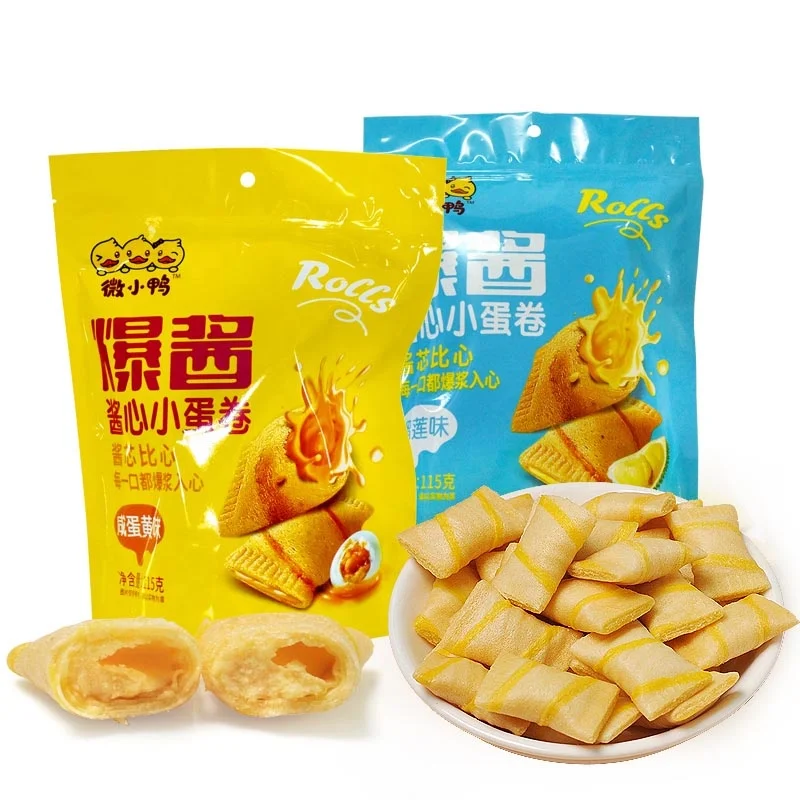 New biscuit mini cream wafer rolls durian cream inside Crackers creamy sandwich crackers biscuits