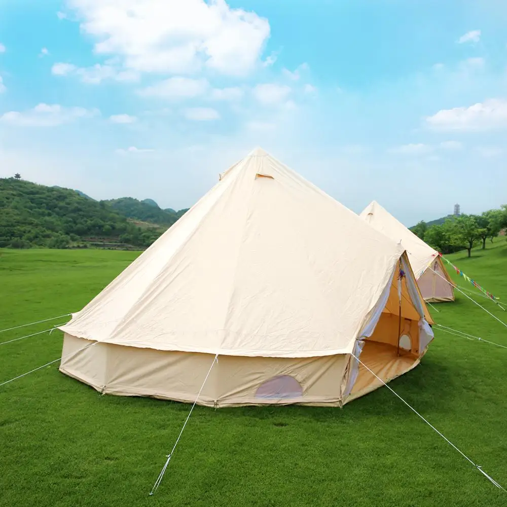 Family 7m 8m extra large cotton canvas yurt bell tent with awning