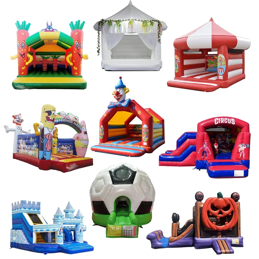 Cheap outdoor commercial PVC bouncy house jumping castle inflatable castle with slide for party rental