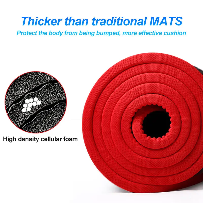  10mm Thick Non-Slip PVC Black Yoga Mat High Quality NRB Gym Household Pilates Fitness Reformer Natural