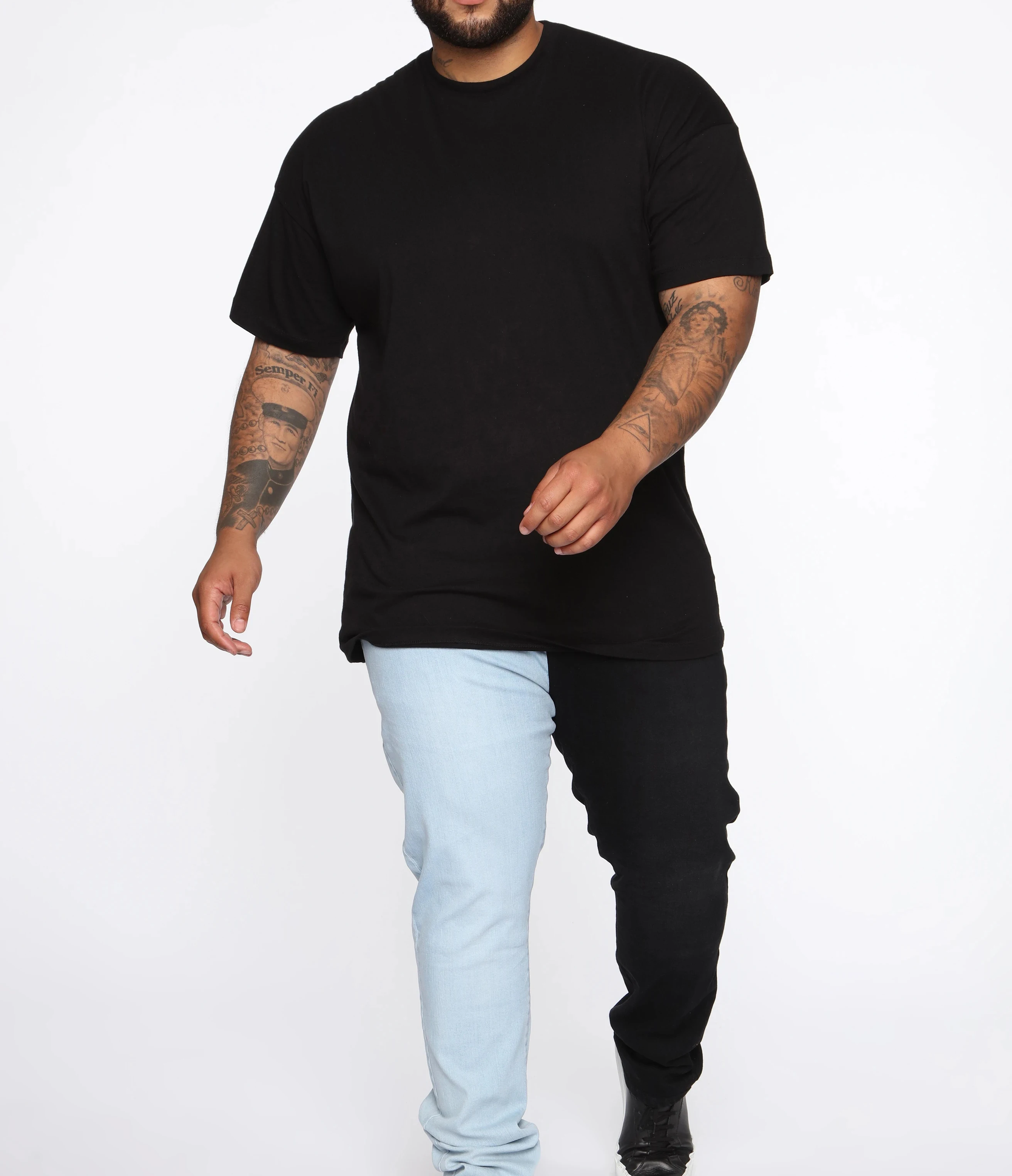 
Wholesale Custom High Quality Men Washed Denim Two Tone Color Skinny Jeans 