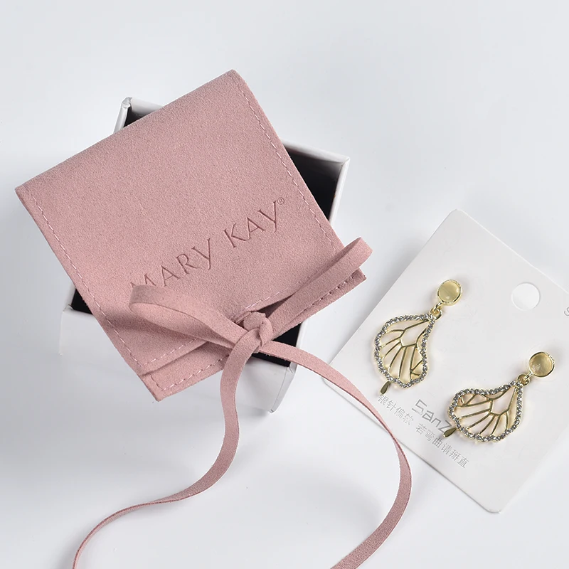 Custom Pink Microfiber Jewelry Packaging Bag Luxury Microfiber Drawstring Pouch With Logo