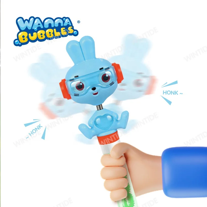Hot sale summer animal dino /rabbit head stick toy kidsmania funny Wiggle Whistle cute frog bubble wand