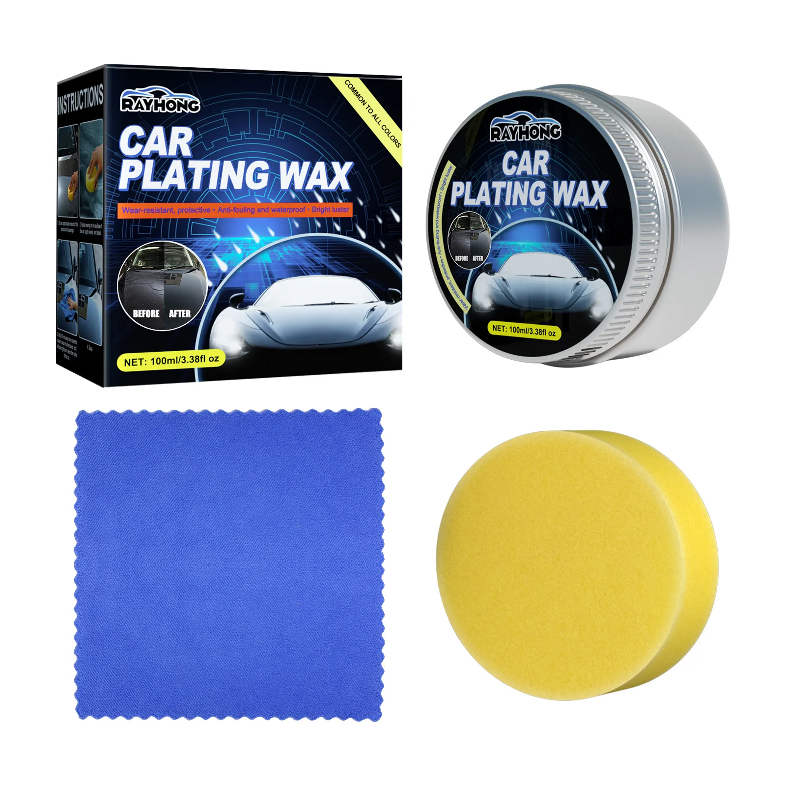 Custom logo Maintenance Tool Kit Automobile Quick Car Solid Wax Polishing Crystal Car Beauty Wax