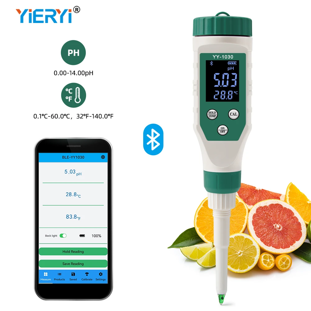 High Precision Bluetooth pH Meter  with backlights, Support mobile control for succulent ,water