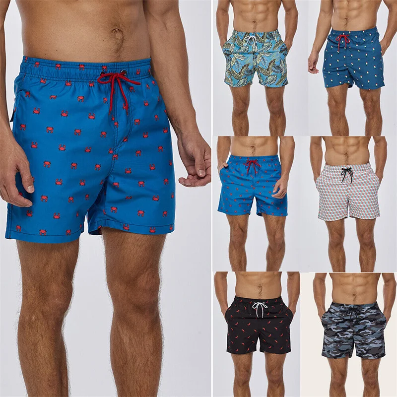 Wholesale swimming shorts polyester sublimation mens swim shorts with lining summer beach board shorts