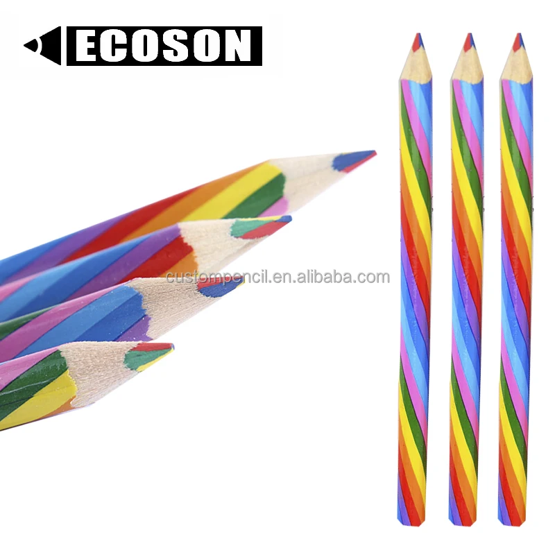 Wooden magic jumbo size colouring pencil rainbow multi color pencil set custom colored pencils for artist drawing