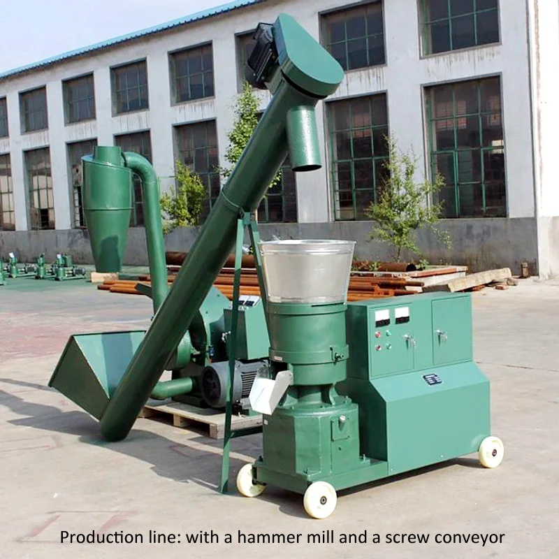 NEWEEK diesel 3 rollers animal feeding stuff corn seeds grain powder flat die animal feed pellet granulation machine