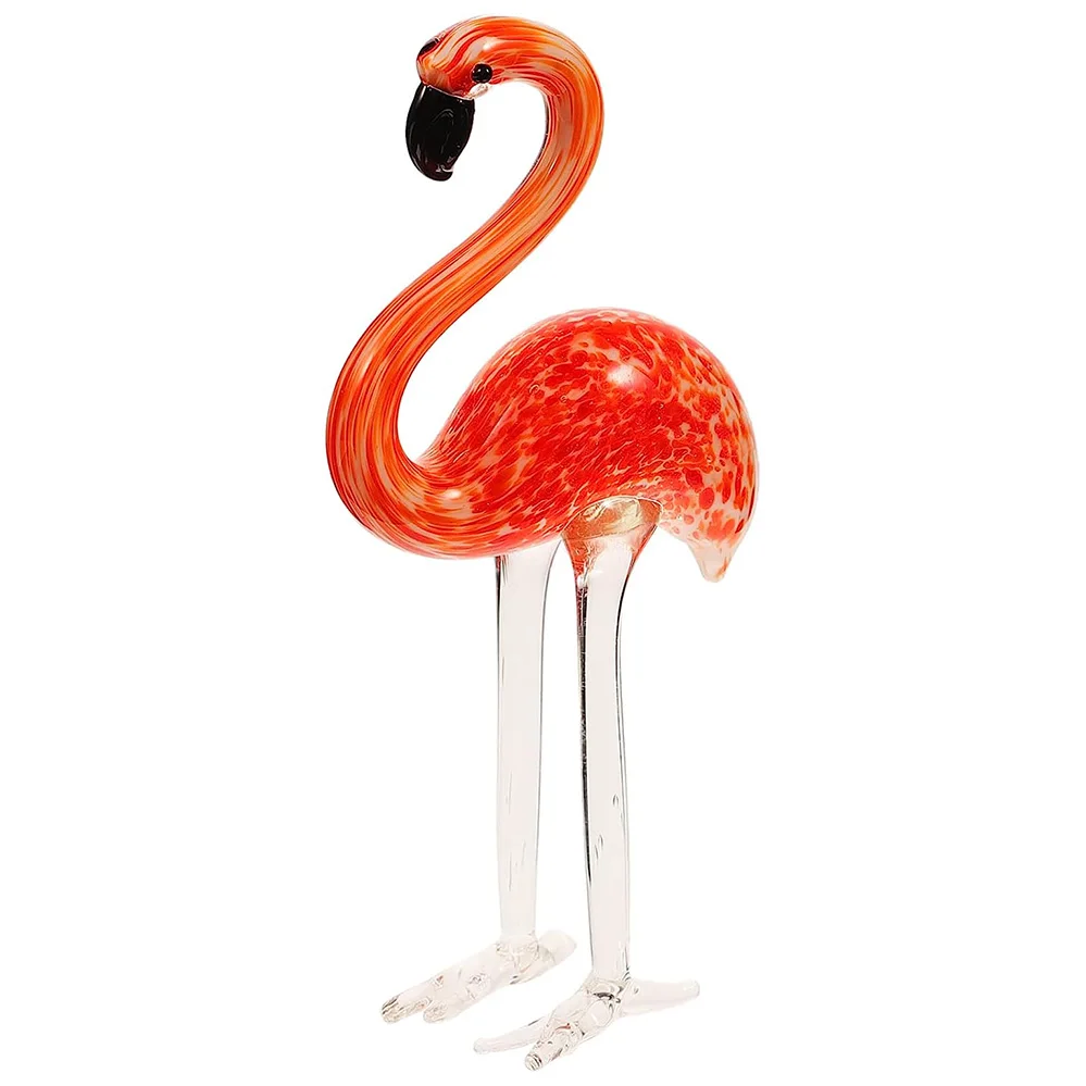 Home Tiny Nordic Style Pink Customized Glass Flamingo Statue Figurine Small Art Garden Decor Eco-friendly